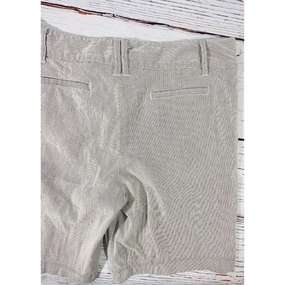 Grace Elements Bermuda Shorts Size 14 Tan White Stripes Cotton Nautical Pockets - Picture 9 of 10